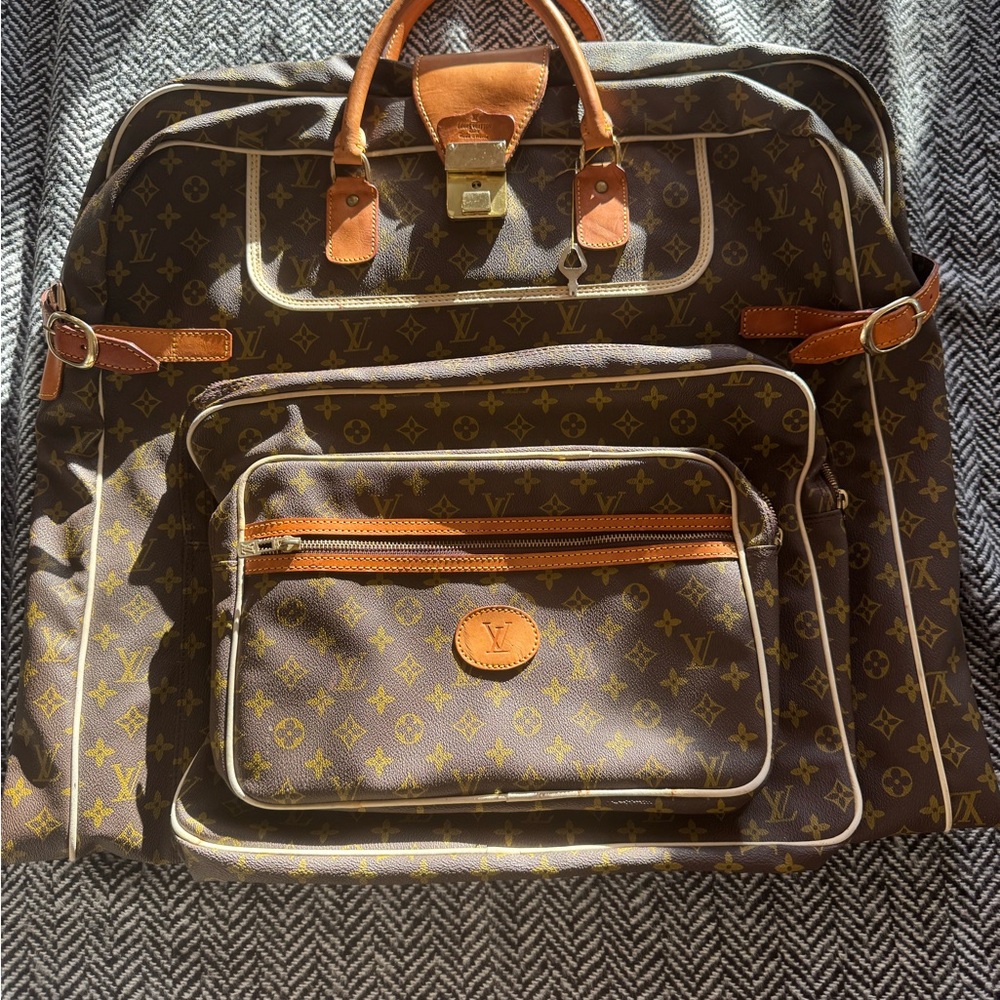 Louis Vuitton Brown and Tan Monogram vintage Travel Garment Bag